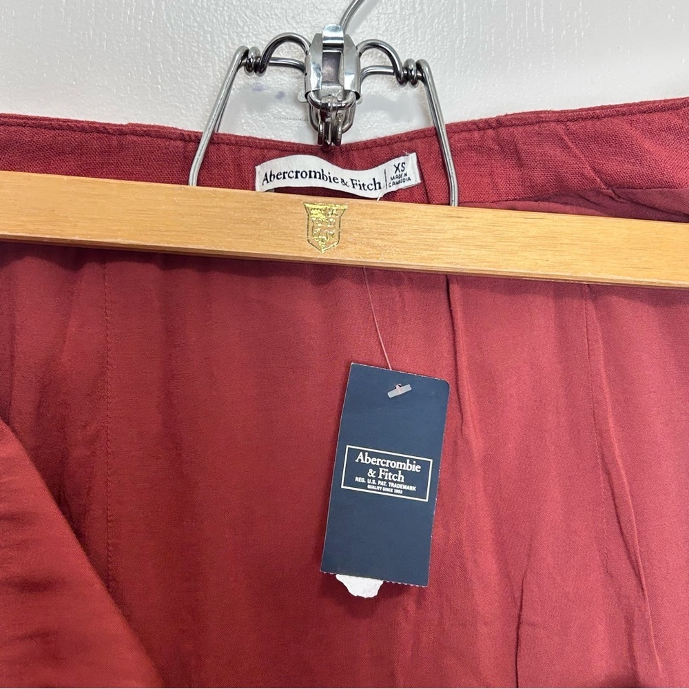 Abercrombie & Fitch XS Linen Blend Ruffle Hem Skirt Orange NWT - Picture 4 of 7